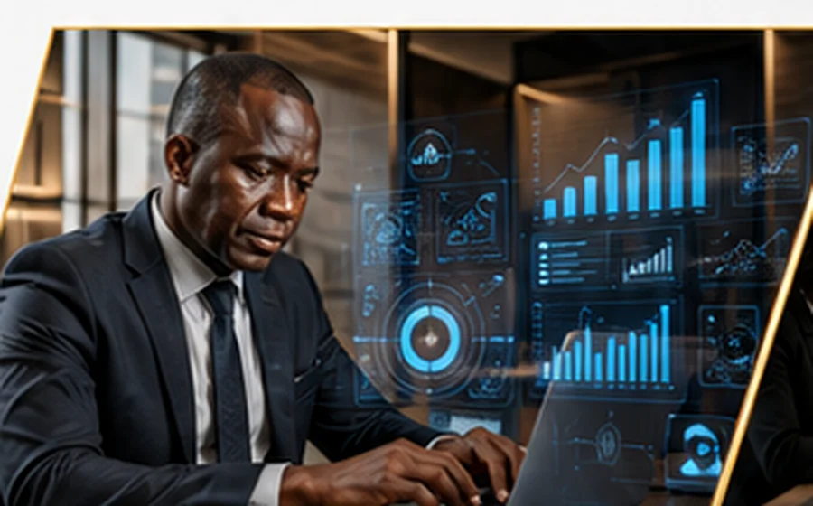 Business consultant reviewing analytics